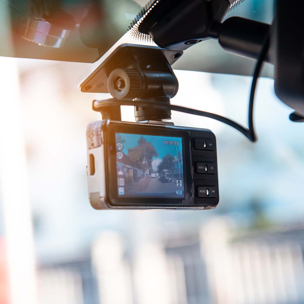 Car video camera attached to the windshield to record driving and prevent danger from driving.